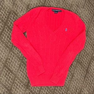Ralph Lauren 100% cotton cable knit vneck sweater, size S